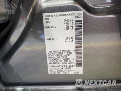 Zdjęcie 12 z 12 samochodu: 2026 NISSAN ALTIMA SV VIN:1N4BL4DW9TN331047 - miniatura