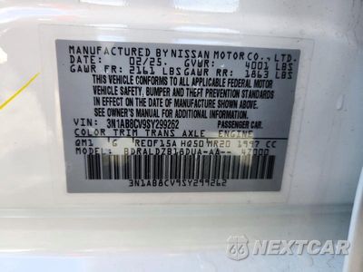 Zdjęcie 12 z 12 samochodu: 2025 NISSAN SENTRA SV VIN:3N1AB8CV9SY299262 - miniatura