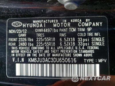 Zdjęcie 13 z 13 samochodu: 2013 HYUNDAI TUCSON LIMITED VIN:KM8JU3AC3DU650616 - miniatura