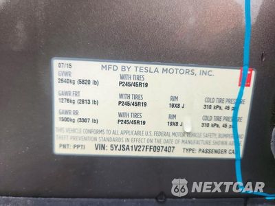 Zdjęcie 12 z 12 samochodu: 2015 TESLA MODEL S 90D VIN:5YJSA1V27FF097407 - miniatura