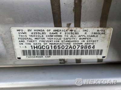 Zdjęcie 13 z 13 samochodu: 2002 HONDA ACCORD EX VIN:1HGCG16502A079864 - miniatura