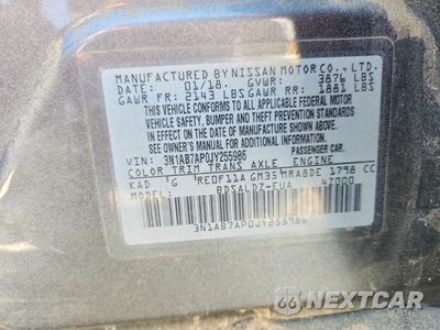 Zdjęcie 12 z 12 samochodu: 2018 NISSAN SENTRA SV VIN:3N1AB7AP0JY255986 - miniatura