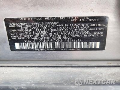 Zdjęcie 13 z 13 samochodu: 2011 SUBARU FORESTER 2.5X VIN:JF2SHBBCXBH781670 - miniatura