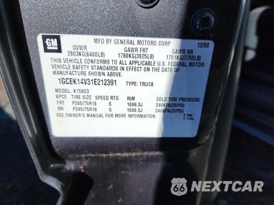 Zdjęcie 12 z 12 samochodu: 2001 CHEVROLET SILVERADO K1500 VIN:1GCEK14V31E212391 - miniatura