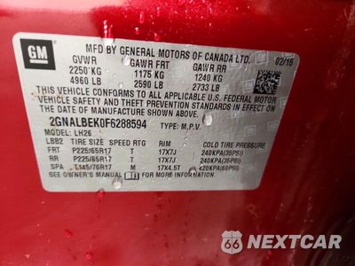 Zdjęcie 13 z 13 samochodu: 2015 CHEVROLET EQUINOX LT VIN:2GNALBEK0F6288594 - miniatura