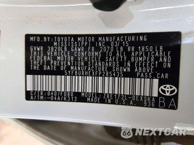 Zdjęcie 13 z 13 samochodu: 2015 TOYOTA COROLLA S PLUS VIN:5YFBURHEXFP285435 - miniatura
