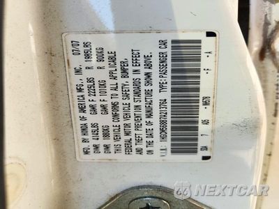 Zdjęcie 12 z 12 samochodu: 2007 HONDA ACCORD EX VIN:1HGCM56887A213764 - miniatura