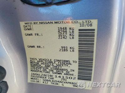 Zdjęcie 12 z 12 samochodu: 2009 NISSAN ALTIMA 2.5 S VIN:1N4AL24E59C141502 - miniatura