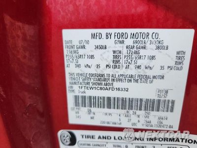 Zdjęcie 12 z 12 samochodu: 2010 FORD F150 SUPERCREW VIN:1FTEW1C80AFD16332 - miniatura