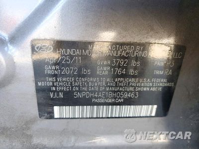 Zdjęcie 12 z 12 samochodu: 2011 HYUNDAI ELANTRA GLS VIN:5NPDH4AE1BH059463 - miniatura