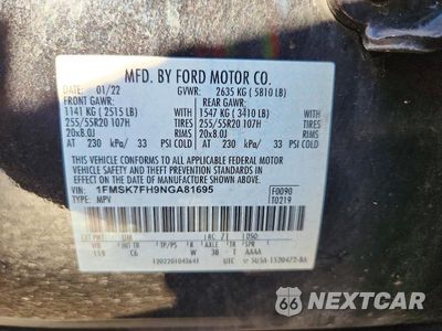 Zdjęcie 13 z 13 samochodu: 2022 FORD EXPLORER LIMITED VIN:1FMSK7FH9NGA81695 - miniatura