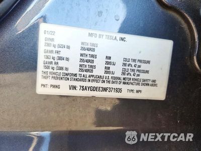 Zdjęcie 13 z 13 samochodu: 2022 TESLA MODEL Y VIN:7SAYGDEE3NF371935 - miniatura