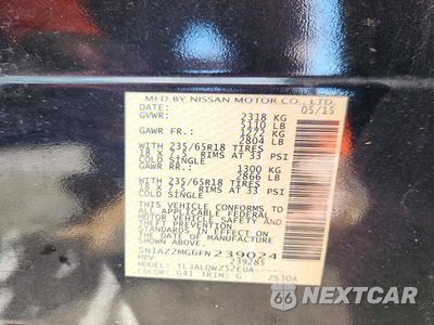 Zdjęcie 14 z 14 samochodu: 2015 NISSAN MURANO SV VIN:5N1AZ2MG6FN239024 - miniatura