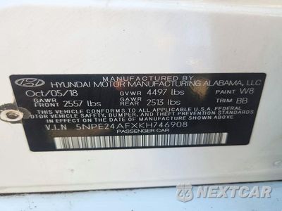 Zdjęcie 12 z 12 samochodu: 2019 HYUNDAI SONATA SE VIN:5NPE24AFXKH746908 - miniatura