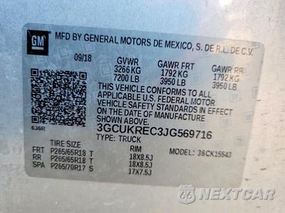 Zdjęcie 12 z 12 samochodu: 2018 CHEVROLET SILVERADO K1500 LT VIN:3GCUKREC3JG569716 - miniatura