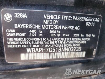 Zdjęcie 13 z 13 samochodu: 2011 BMW 328 I VIN:WBAPH7G51BNN03735 - miniatura