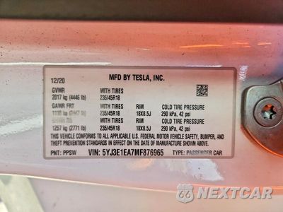 Zdjęcie 12 z 12 samochodu: 2021 TESLA MODEL 3 VIN:5YJ3E1EA7MF876965 - miniatura