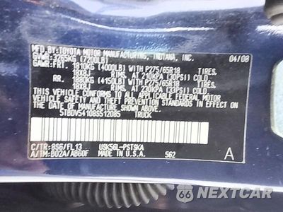 Zdjęcie 12 z 13 samochodu: 2008 TOYOTA TUNDRA GRADE VIN:5TBDV54108S512085 - miniatura