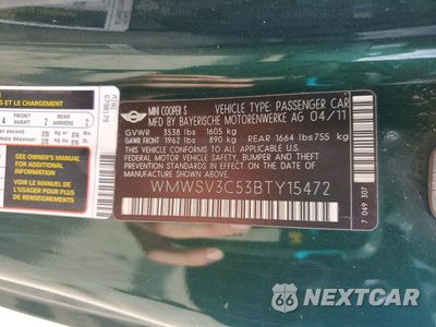 Zdjęcie 12 z 12 samochodu: 2011 MINI COOPER S VIN:WMWSV3C53BTY15472 - miniatura