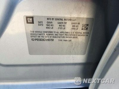 Zdjęcie 12 z 12 samochodu: 2012 CHEVROLET CRUZE LT VIN:1G1PE5SC6C7295758 - miniatura