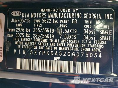 Zdjęcie 13 z 13 samochodu: 2016 KIA SORENTO SX V6 VIN:5XYPKDA52GG075054 - miniatura