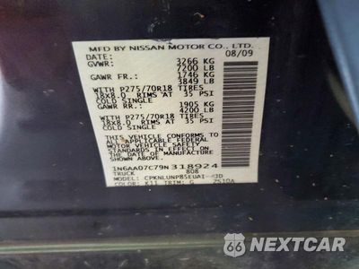 Zdjęcie 12 z 12 samochodu: 2009 NISSAN TITAN XE VIN:1N6AA07C79N318924 - miniatura