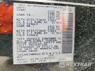 Zdjęcie 13 z 13 samochodu: 2016 NISSAN PATHFINDER PLATINUM VIN:5N1AR2MM6GC654251 - miniatura