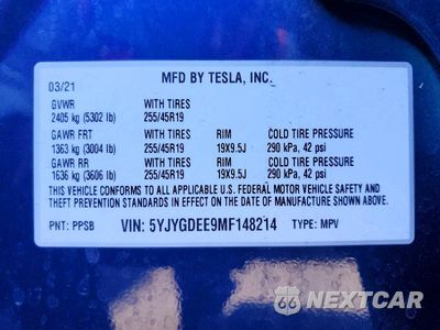 Zdjęcie 13 z 13 samochodu: 2021 TESLA MODEL Y VIN:5YJYGDEE9MF148214 - miniatura