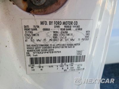Zdjęcie 12 z 12 samochodu: 2007 FORD F250 SUPER DUTY VIN:1FTSX21P47EB15791 - miniatura
