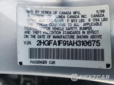 Zdjęcie 12 z 12 samochodu: 2010 HONDA CIVIC EXL VIN:2HGFA1F91AH310675 - miniatura