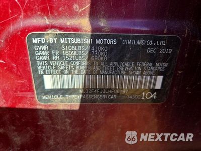 Zdjęcie 12 z 12 samochodu: 2020 MITSUBISHI MIRAGE G4 SE VIN:ML32F4FJ3LHF06187 - miniatura