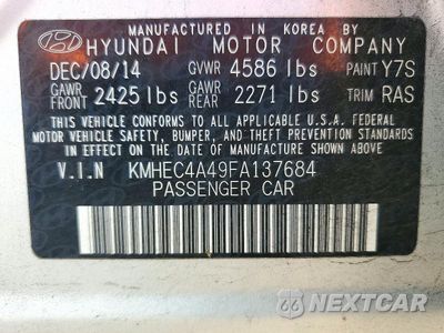 Zdjęcie 12 z 12 samochodu: 2015 HYUNDAI SONATA HYBRID BASE VIN:KMHEC4A49FA137684 - miniatura