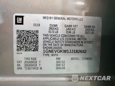 Zdjęcie 13 z 13 samochodu: 2018 CHEVROLET TRAVERSE LT VIN:1GNEVGKW1JJ182652 - miniatura