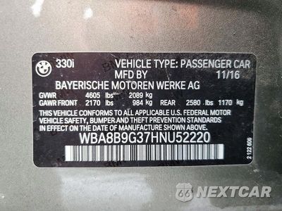 Zdjęcie 12 z 12 samochodu: 2017 BMW 330 I VIN:WBA8B9G37HNU52220 - miniatura