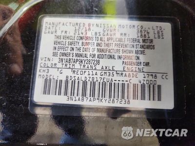Zdjęcie 13 z 13 samochodu: 2019 NISSAN SENTRA SV VIN:3N1AB7AP9KY287238 - miniatura