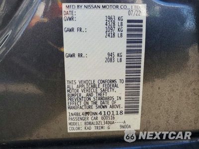 Zdjęcie 13 z 13 samochodu: 2022 NISSAN ALTIMA S VIN:1N4BL4BV0NN410118 - miniatura