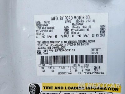 Zdjęcie 13 z 13 samochodu: 2013 FORD F150 SUPERCREW VIN:1FTFW1EF7DKG33181 - miniatura