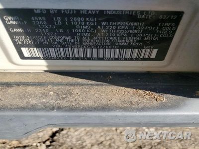 Zdjęcie 12 z 12 samochodu: 2012 SUBARU OUTBACK 2.5I LIMITED VIN:4S4BRCKC3C3276078 - miniatura