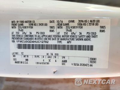 Zdjęcie 13 z 13 samochodu: 2017 FORD ESCAPE SE VIN:1FMCU0GD4HUC12782 - miniatura