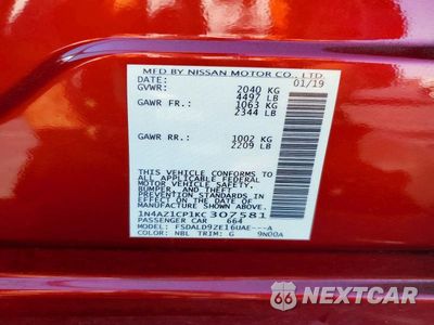 Zdjęcie 12 z 12 samochodu: 2019 NISSAN LEAF SV VIN:1N4AZ1CP1KC307581 - miniatura