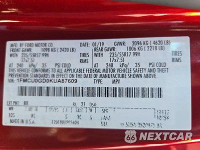 Zdjęcie 13 z 13 samochodu: 2019 FORD ESCAPE SE VIN:1FMCU0GD0KUA87609 - miniatura