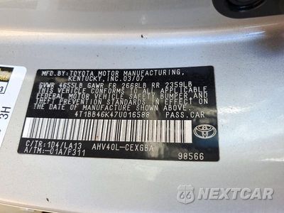 Zdjęcie 12 z 12 samochodu: 2007 TOYOTA CAMRY HYBRID VIN:4T1BB46K47U016588 - miniatura