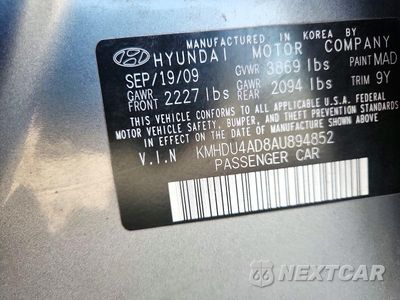 Zdjęcie 12 z 12 samochodu: 2010 HYUNDAI ELANTRA GLS VIN:KMHDU4AD8AU894852 - miniatura