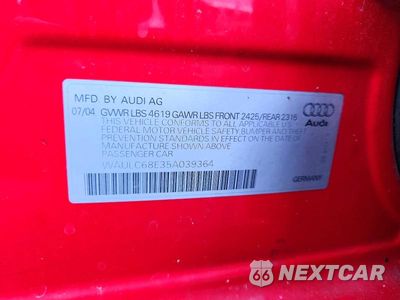 Zdjęcie 12 z 12 samochodu: 2005 AUDI A4 1.8T QUATTRO VIN:WAULC68E35A039364 - miniatura
