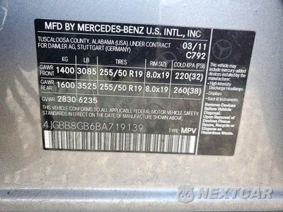 Zdjęcie 13 z 13 samochodu: 2011 MERCEDES-BENZ ML 350 4MATIC VIN:4JGBB8GB6BA719139 - miniatura