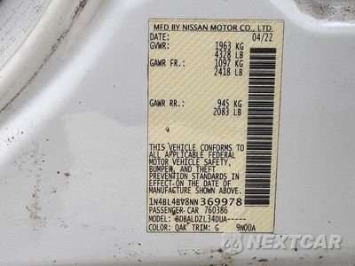 Zdjęcie 12 z 13 samochodu: 2022 NISSAN ALTIMA S VIN:1N4BL4BV8NN369978 - miniatura