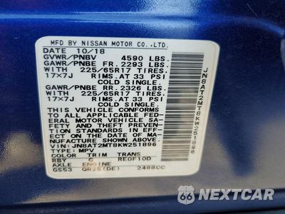 Zdjęcie 13 z 13 samochodu: 2019 NISSAN ROGUE S VIN:JN8AT2MT8KW251896 - miniatura
