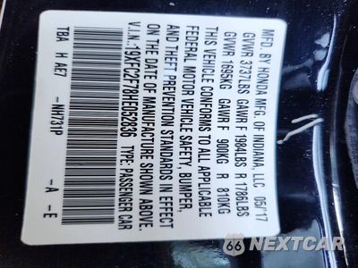 Zdjęcie 13 z 13 samochodu: 2017 HONDA CIVIC EX VIN:19XFC2F78HE052836 - miniatura