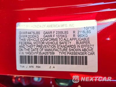 Zdjęcie 13 z 13 samochodu: 2018 HONDA ACCORD SPORT VIN:1HGCV1F35JA257559 - miniatura