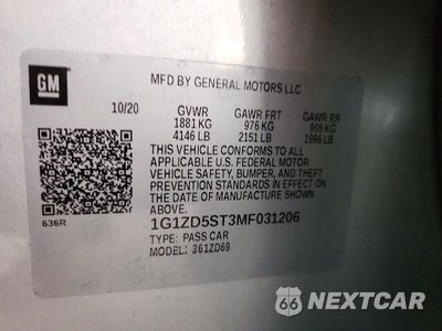 Zdjęcie 12 z 12 samochodu: 2021 CHEVROLET MALIBU LT VIN:1G1ZD5ST3MF031206 - miniatura